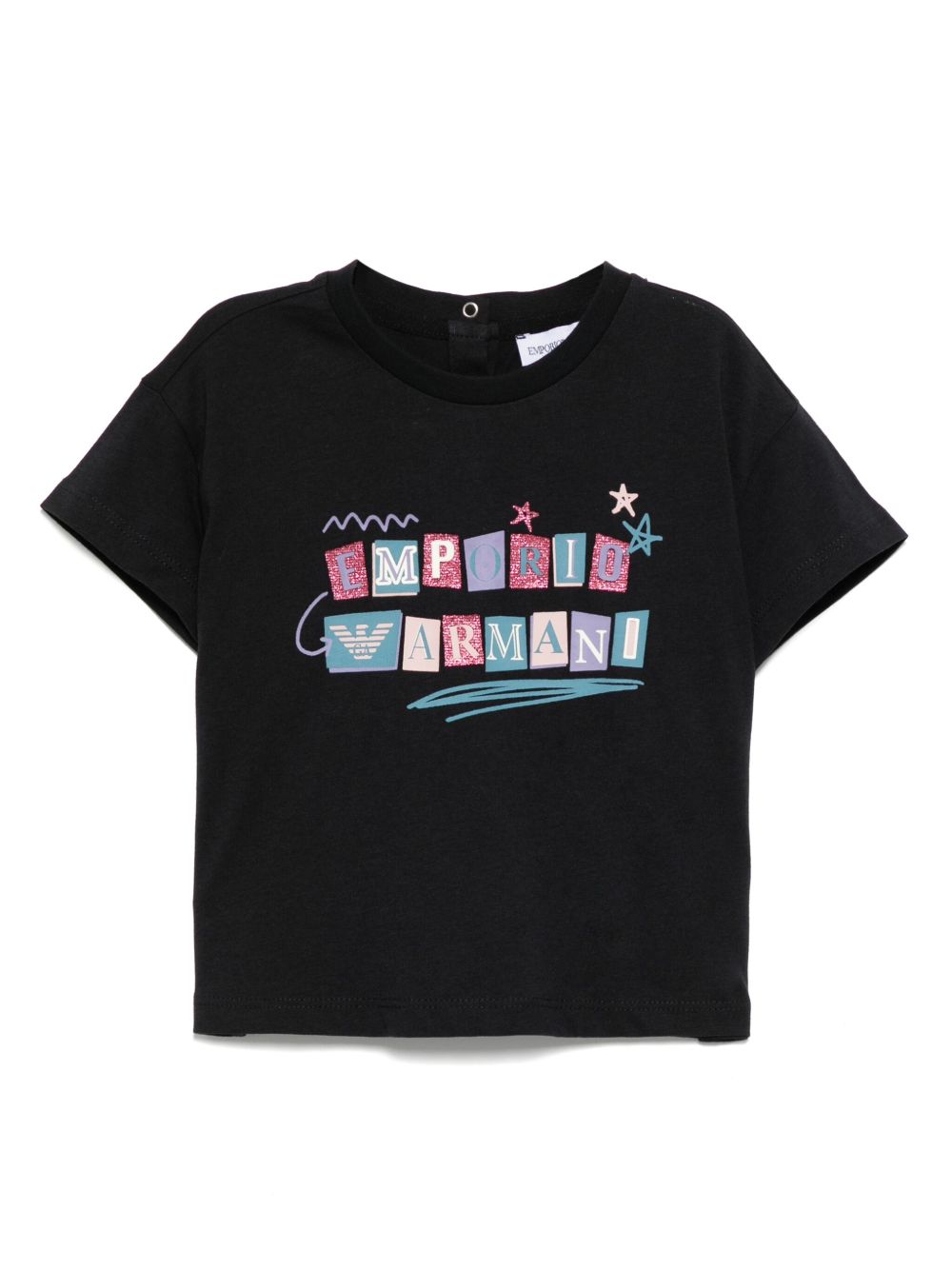 Emporio Armani Kids logo印花T恤 - 黑色