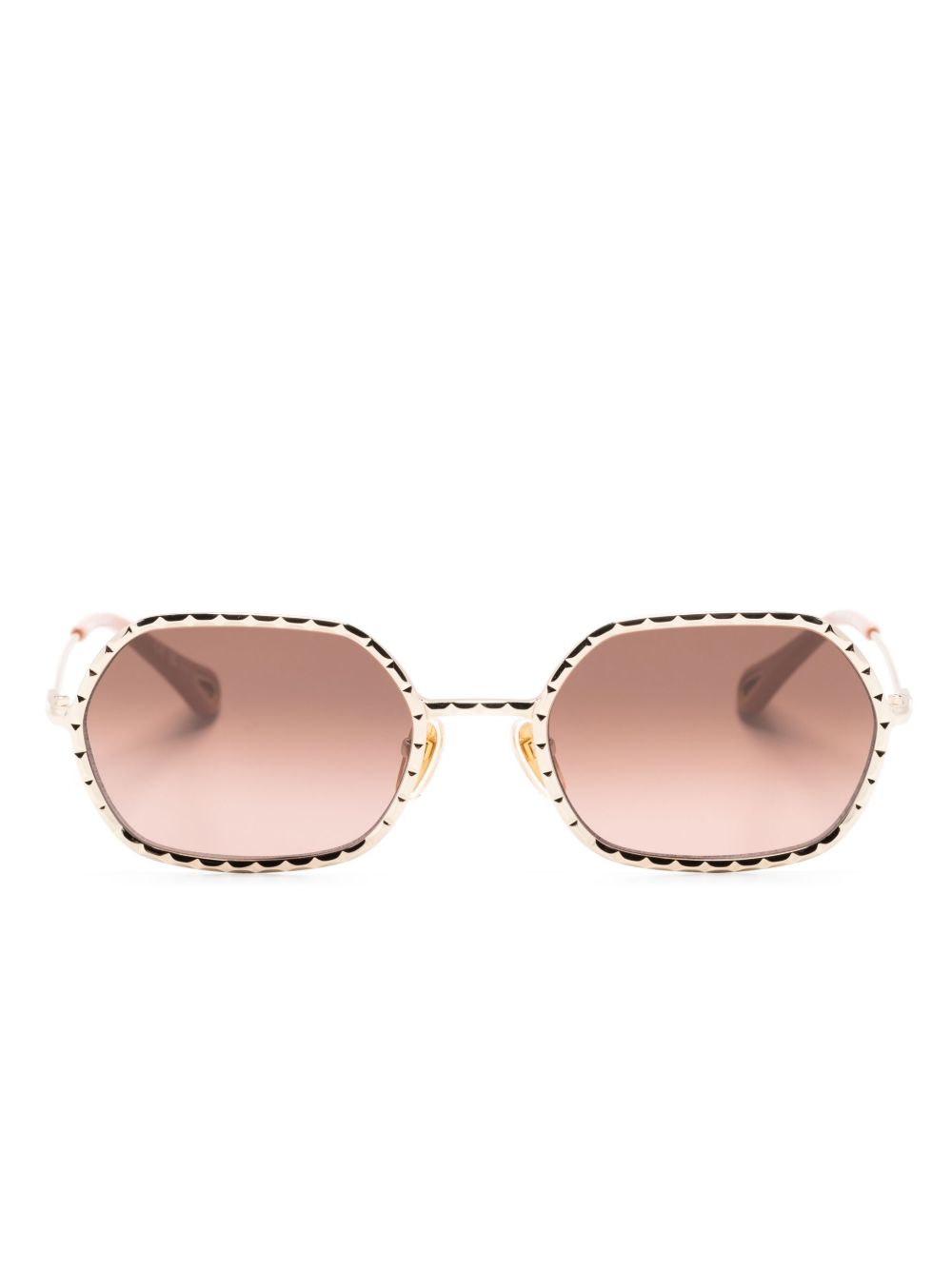Chloé Eyewear 几何形镜框太阳眼镜 - 金色