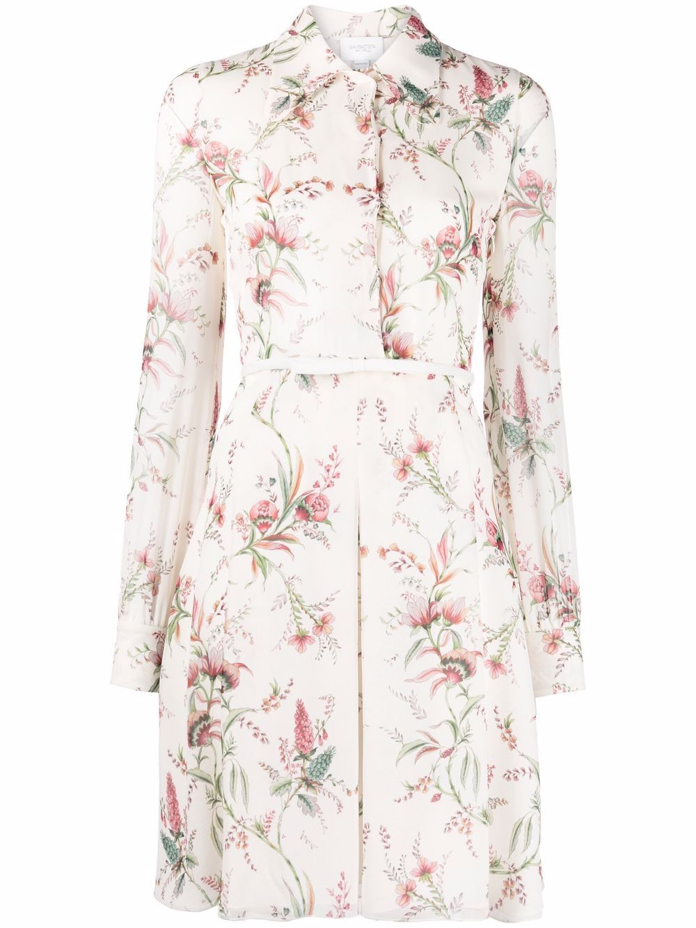 Giambattista Valli 花卉印花褶饰连衣裙 - 中性色