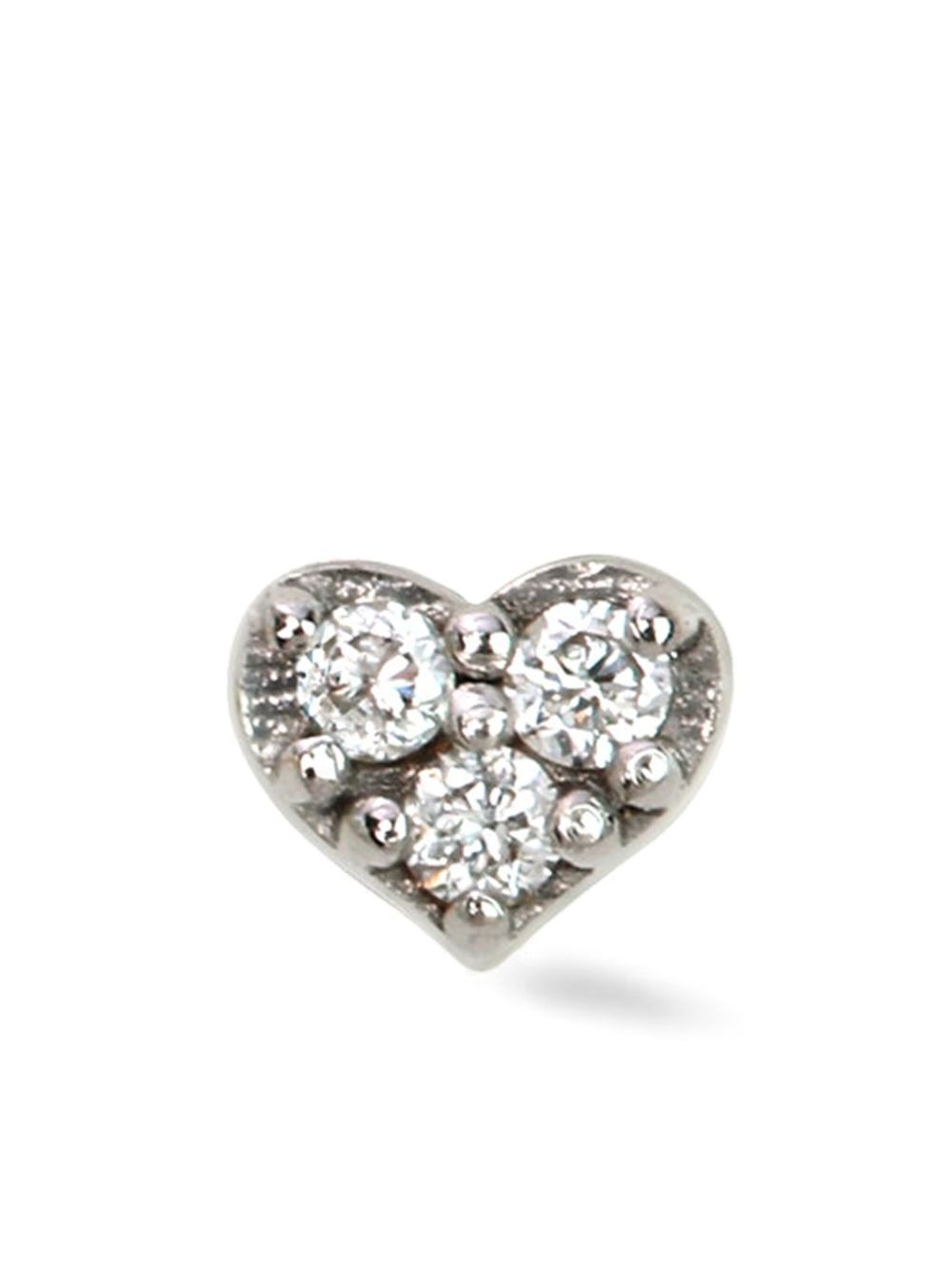 Lark & Berry 14K白金迷你 Heart 钻石耳钉 - 银色