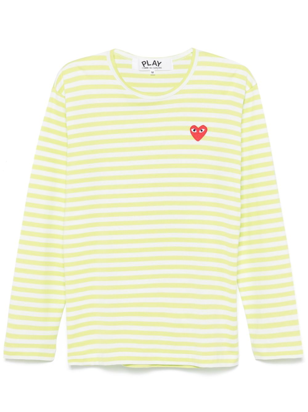 Comme Des Garçons Play logo贴花条纹棉T恤 - 绿色