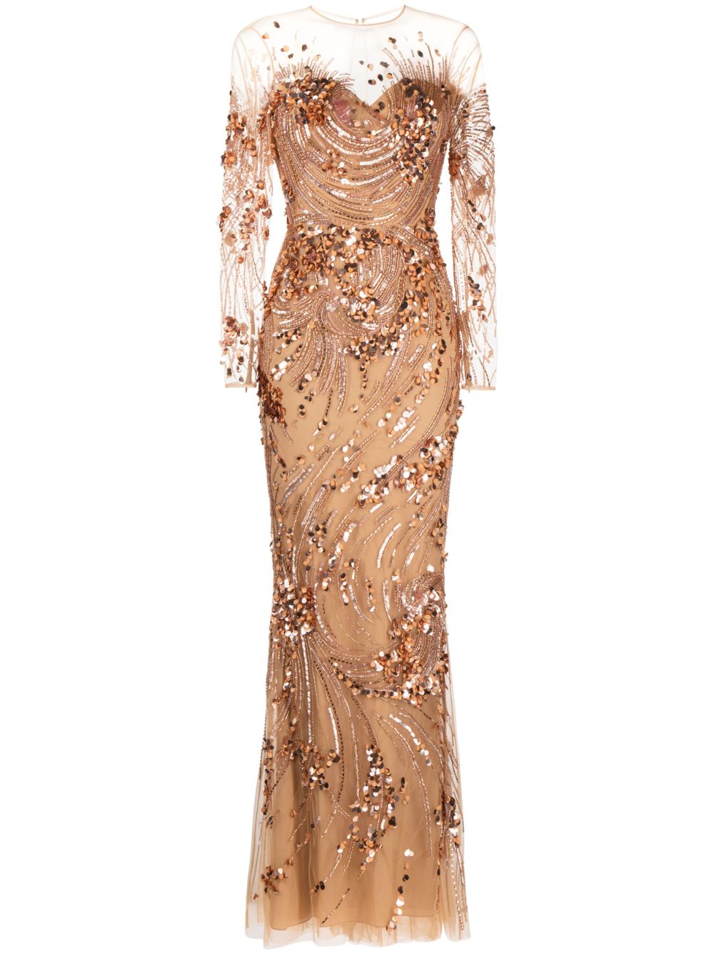 Zuhair Murad 亮片缀饰超长礼服 - 中性色