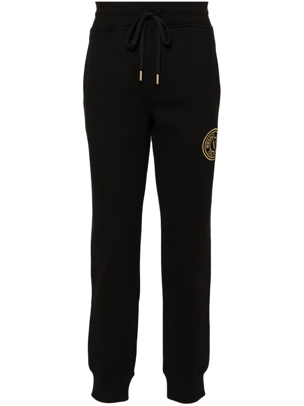 Versace Jeans Couture logo刺绣棉运动裤 - 黑色