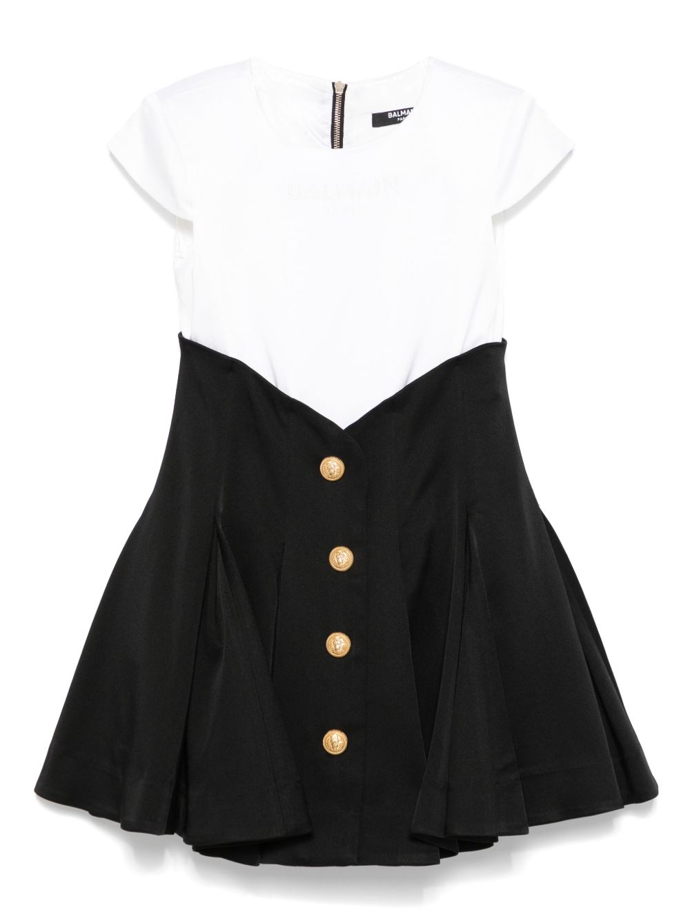Balmain Kids 褶饰连衣裙 - 黑色