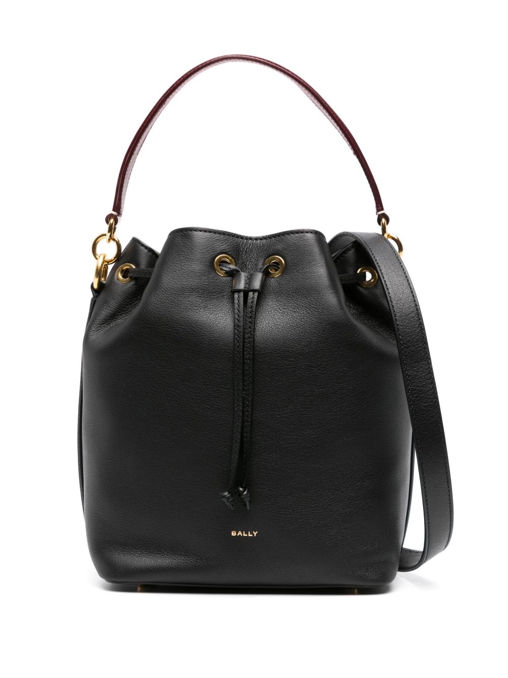 Bally logo标记皮质水桶包 - 黑色
