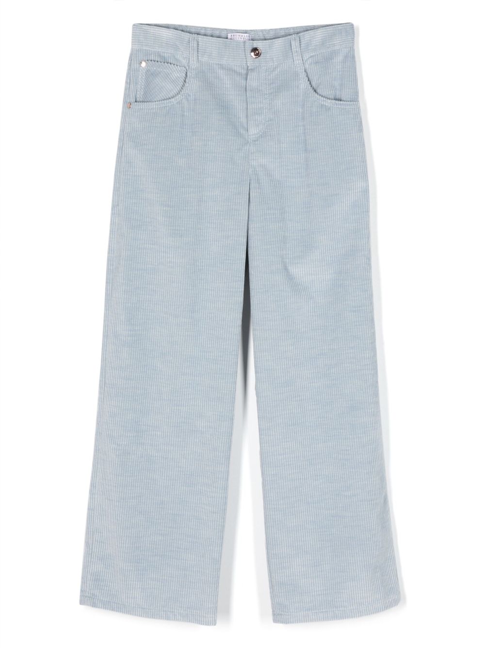 Brunello Cucinelli Kids 灯芯绒棉长裤 - 蓝色