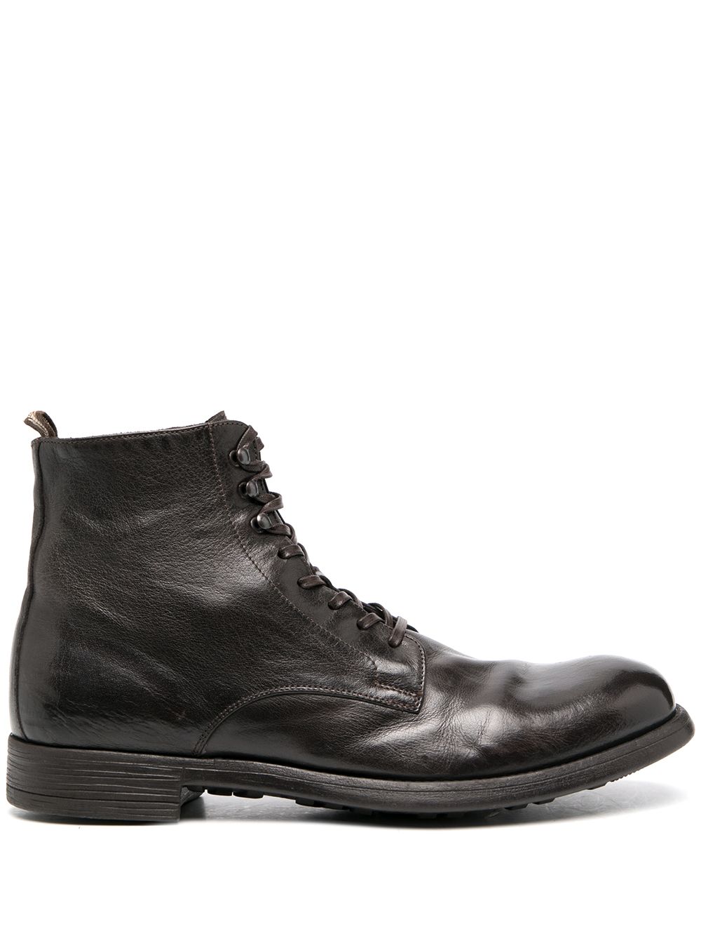 Officine Creative 皮质系带短靴 - 褐色