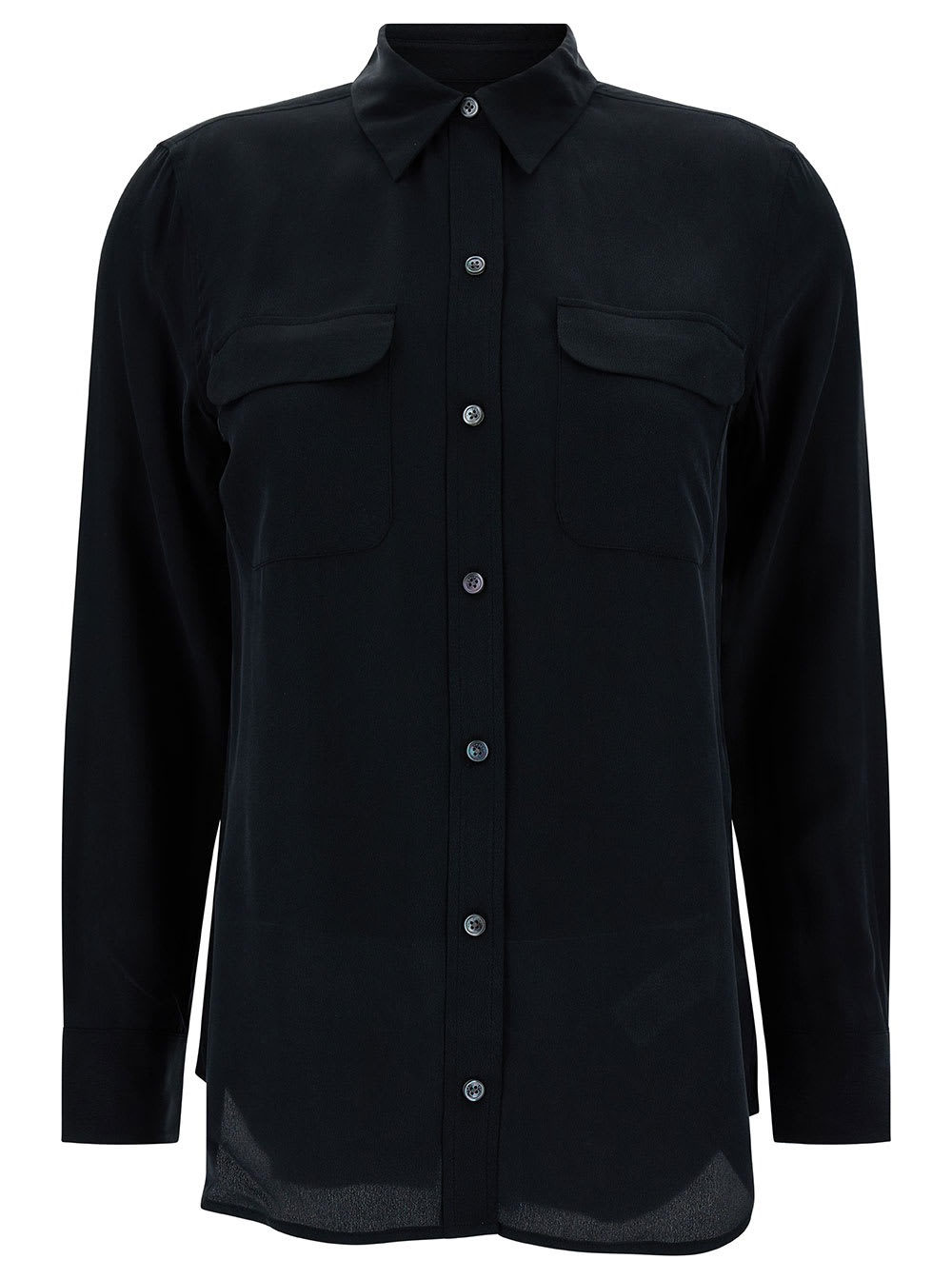 Equipment Black Silk Shirt With Pockets