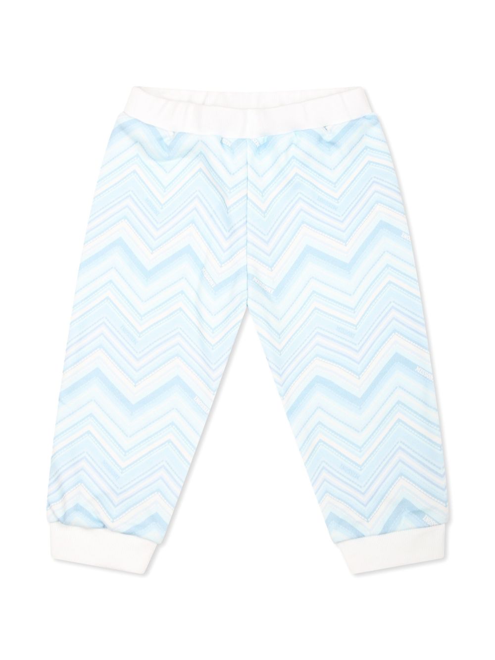 Missoni Kids 人字纹图案印花棉运动裤 - 蓝色