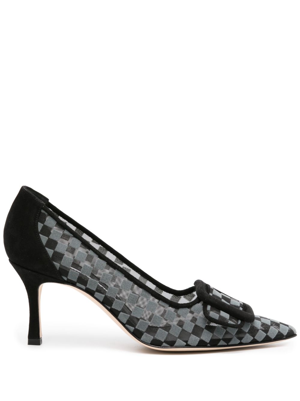 Manolo Blahnik Maysale 方格中跟鞋 - 黑色