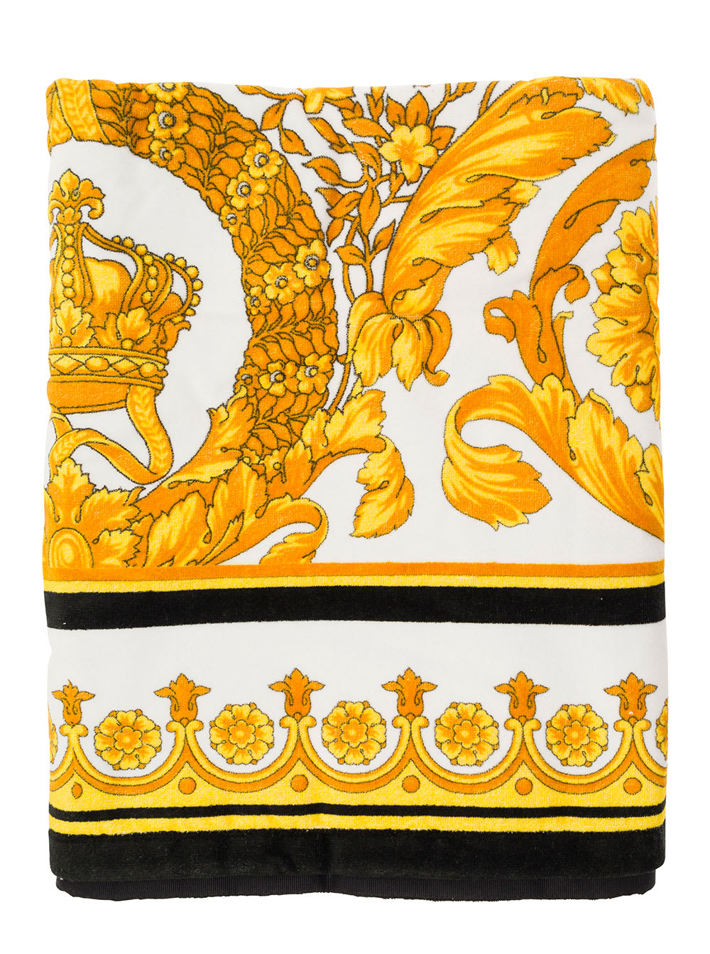 Versace Multicolor Beach Towel With All-over Baroque Print And Logo Print On The Front In Cotton Home