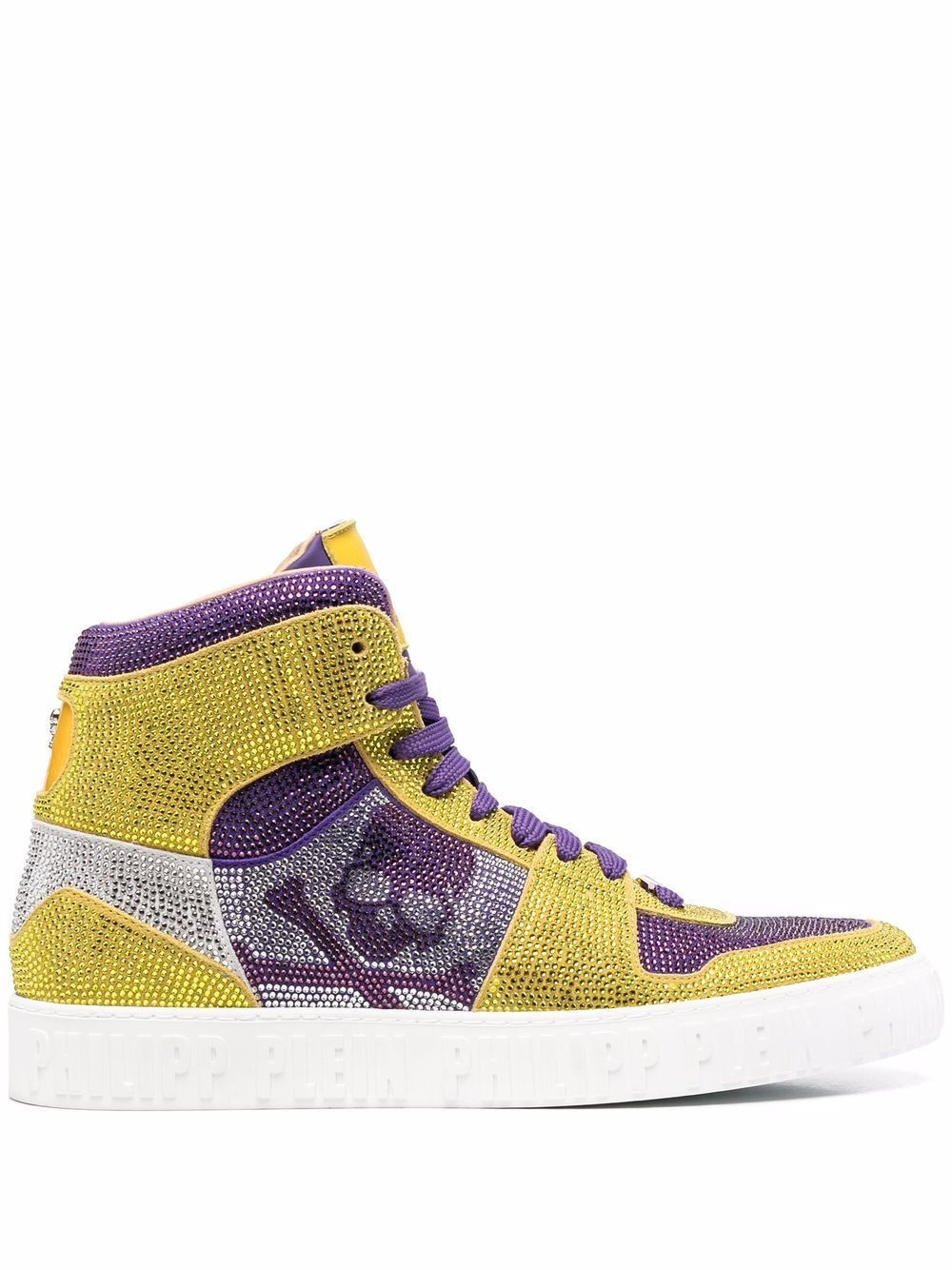 Philipp Plein Strass Skull 高帮运动鞋 - 黄色