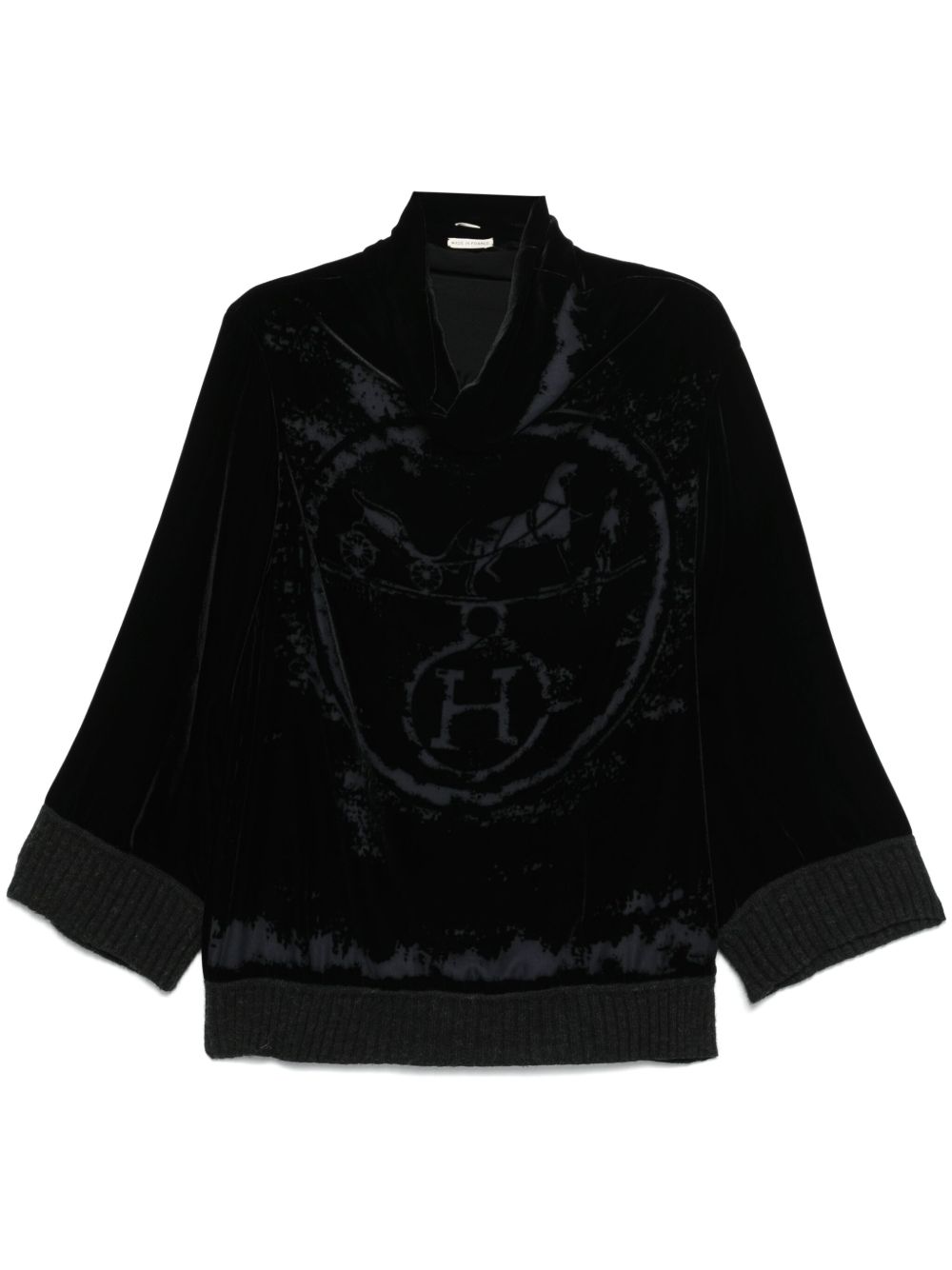 Hermès Pre-Owned 丝绒罩衫（2000年代典藏款） - BLACK AND GREY