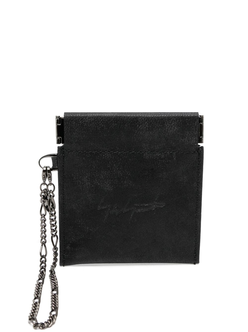 Yohji Yamamoto 皮质零钱袋 - 黑色