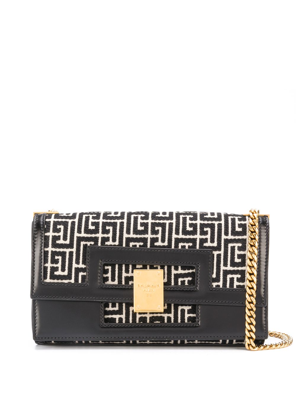 Balmain 巴尔曼 1945 提花中号单肩包 - 黑色