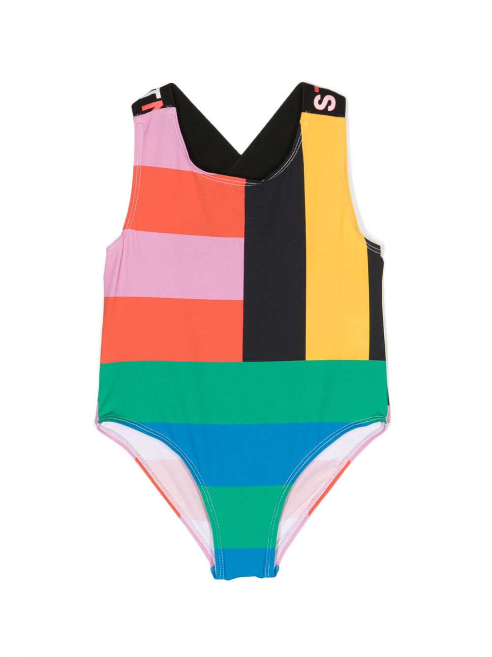 Stella McCartney Kids logo印花圆领连体泳衣 - 橘色