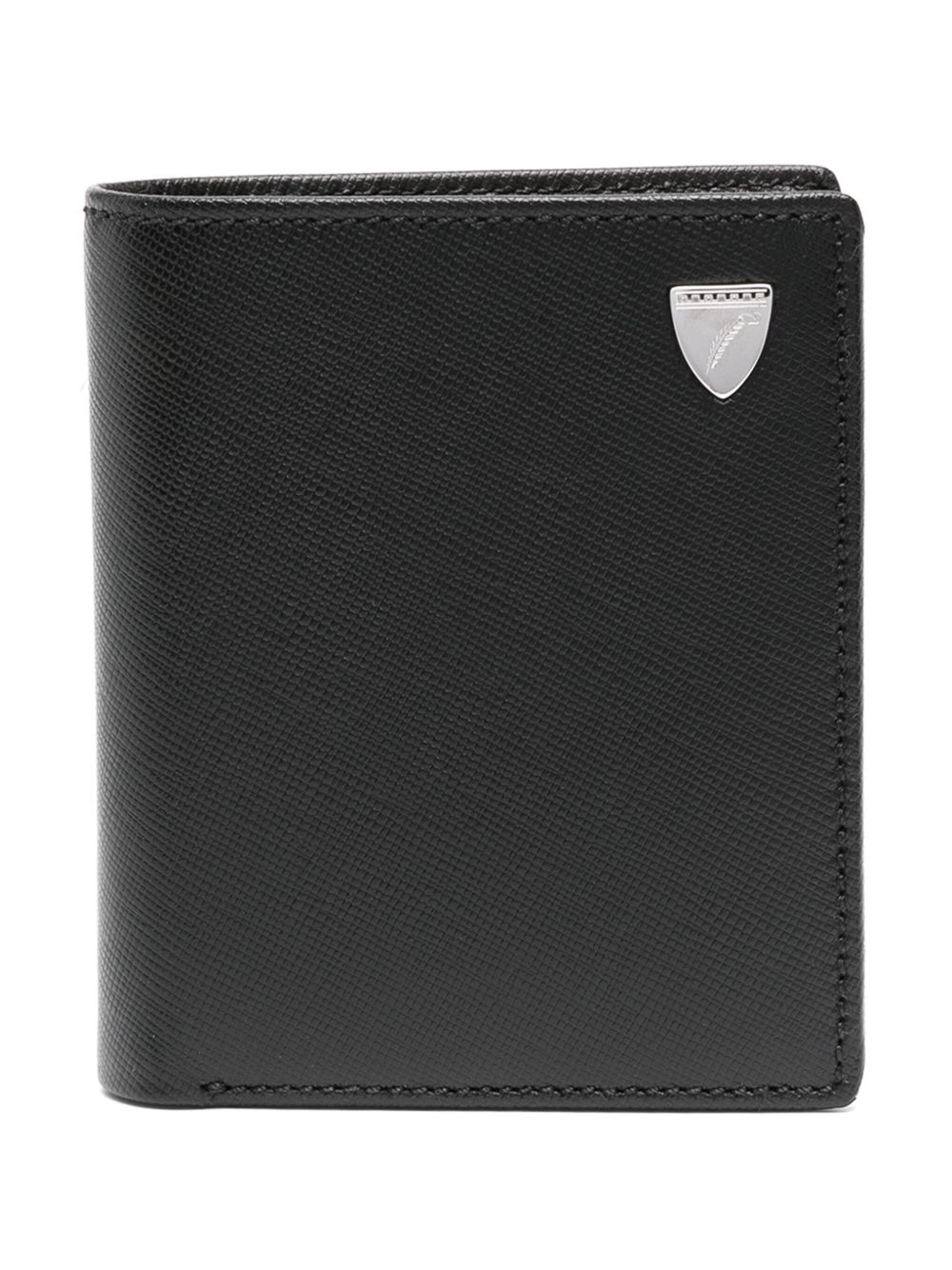 Aspinal Of London Rfid 十字纹皮质对折钱包 - 黑色