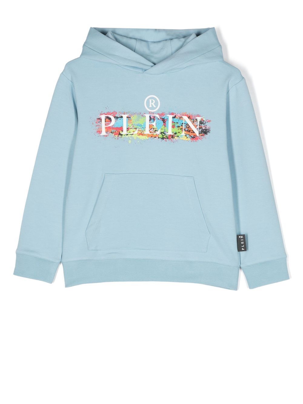 Philipp Plein Junior logo印花细节连帽衫 - 蓝色