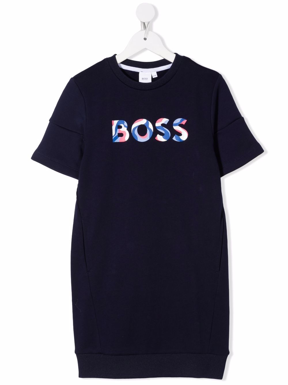 BOSS Kidswear logo印花T恤式连衣裙 - 蓝色