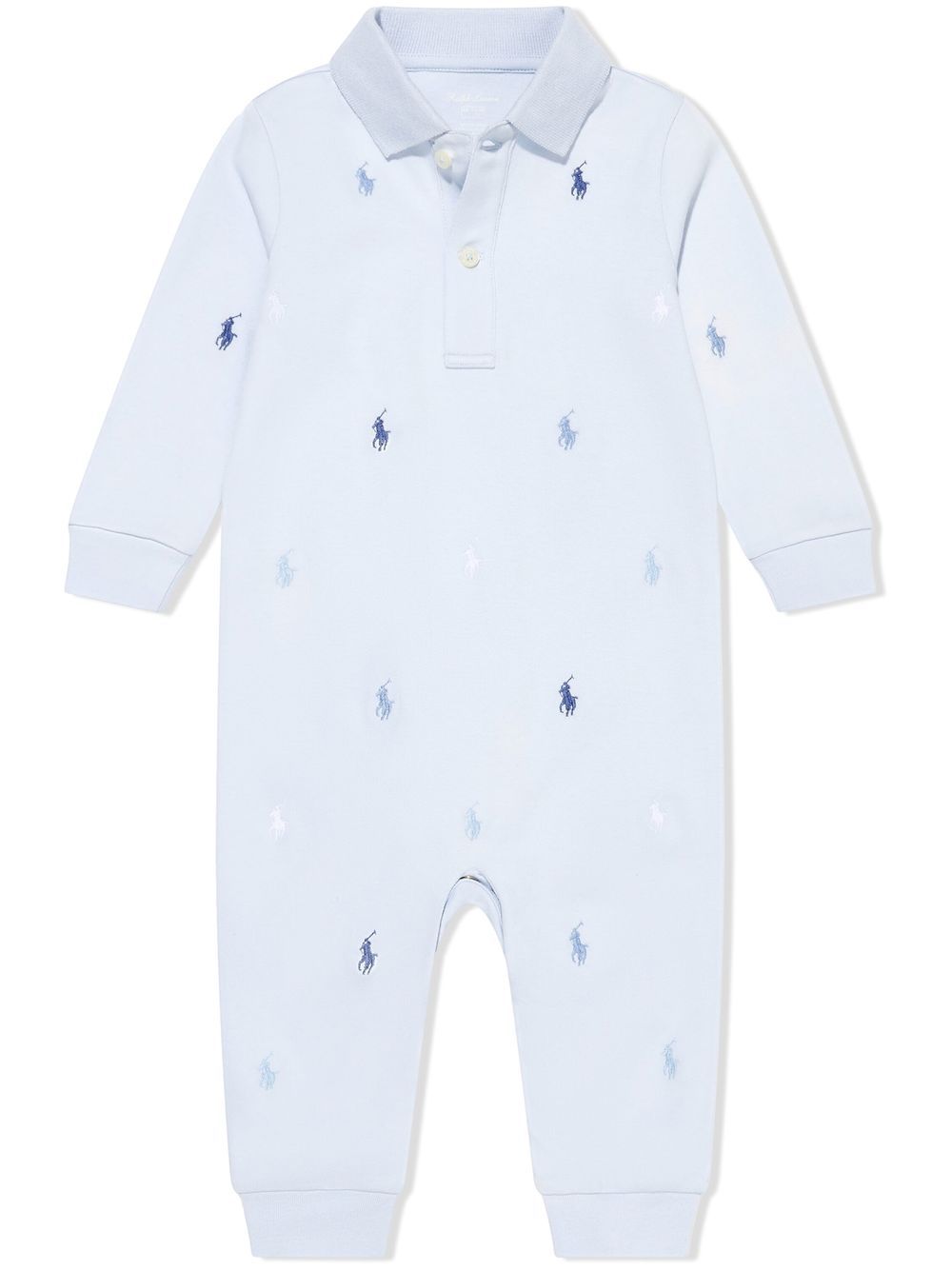 POLO RALPH LAUREN KIDS 刺绣logo棉连体衣 - 蓝色