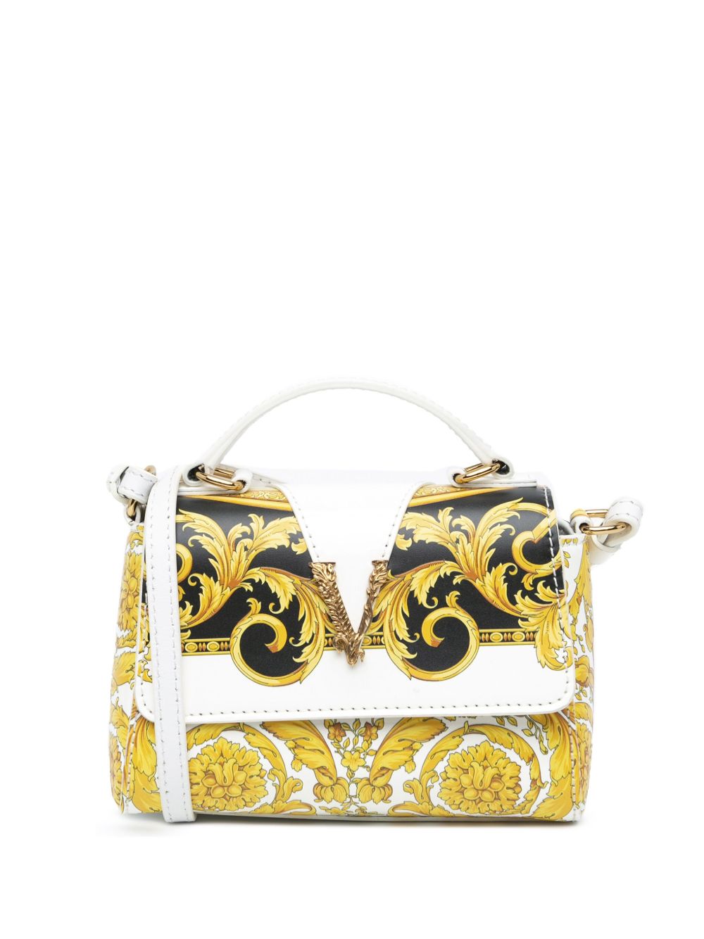 Versace Pre-Owned Baroque Virtus 皮质斜挎包（2010-2023年典藏款） - 金色