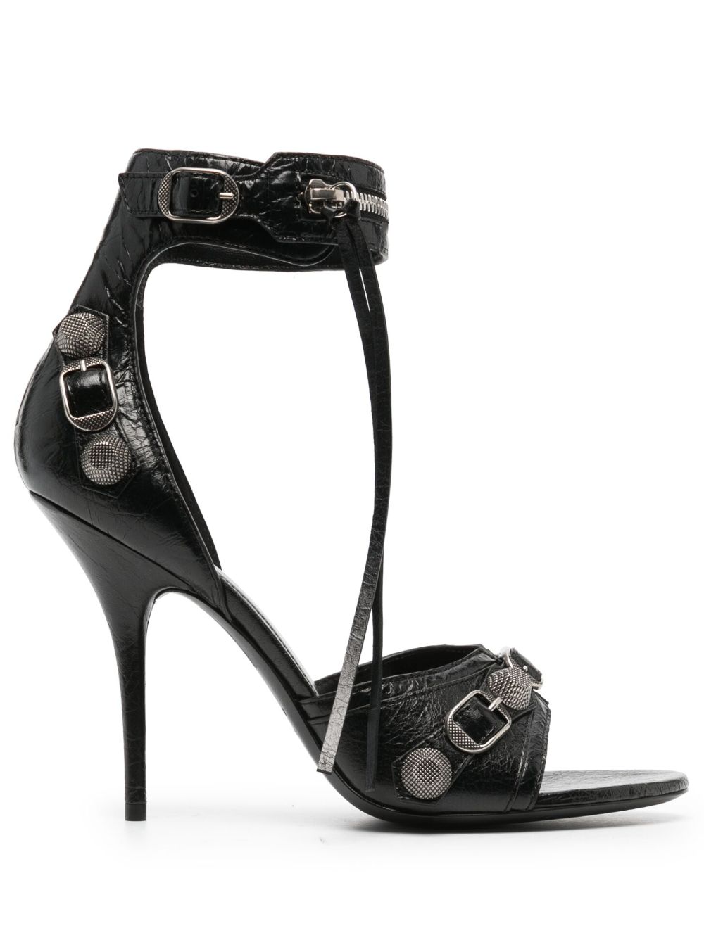 Balenciaga Cagole 皮质高跟凉鞋 - 黑色
