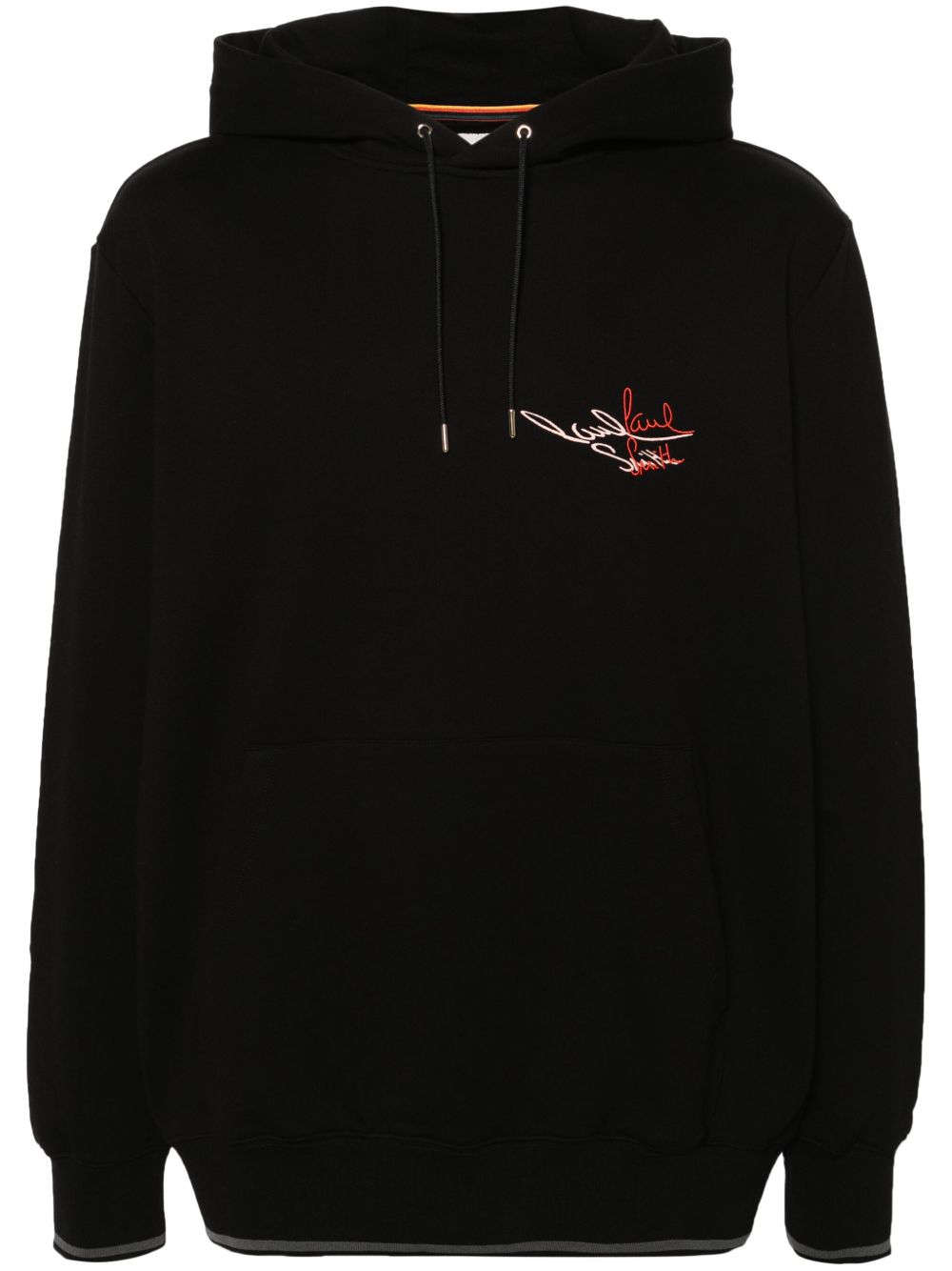 Paul Smith logo刺绣棉连帽衫 - 黑色