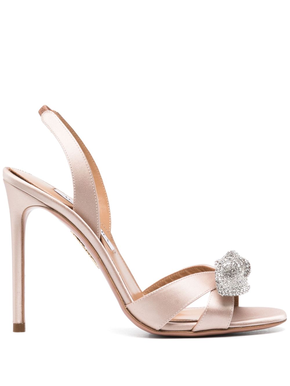 Aquazzura Very Bow Tie Crystal 高跟凉鞋（10.5厘米） - 中性色