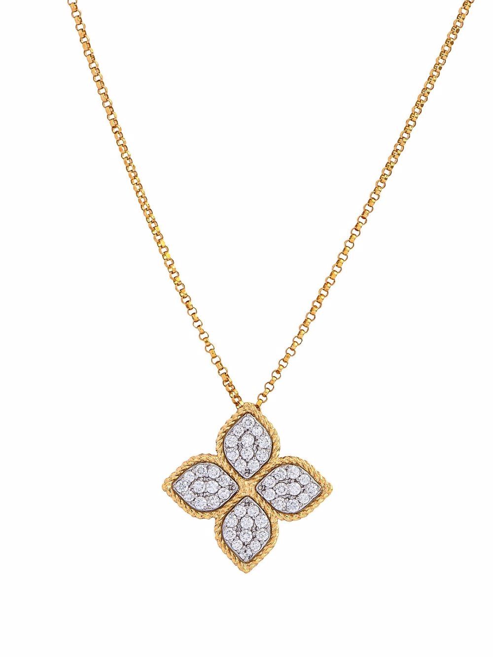 Roberto Coin 18K黄金 Princess Flower 钻石大号吊饰项链 - 金色