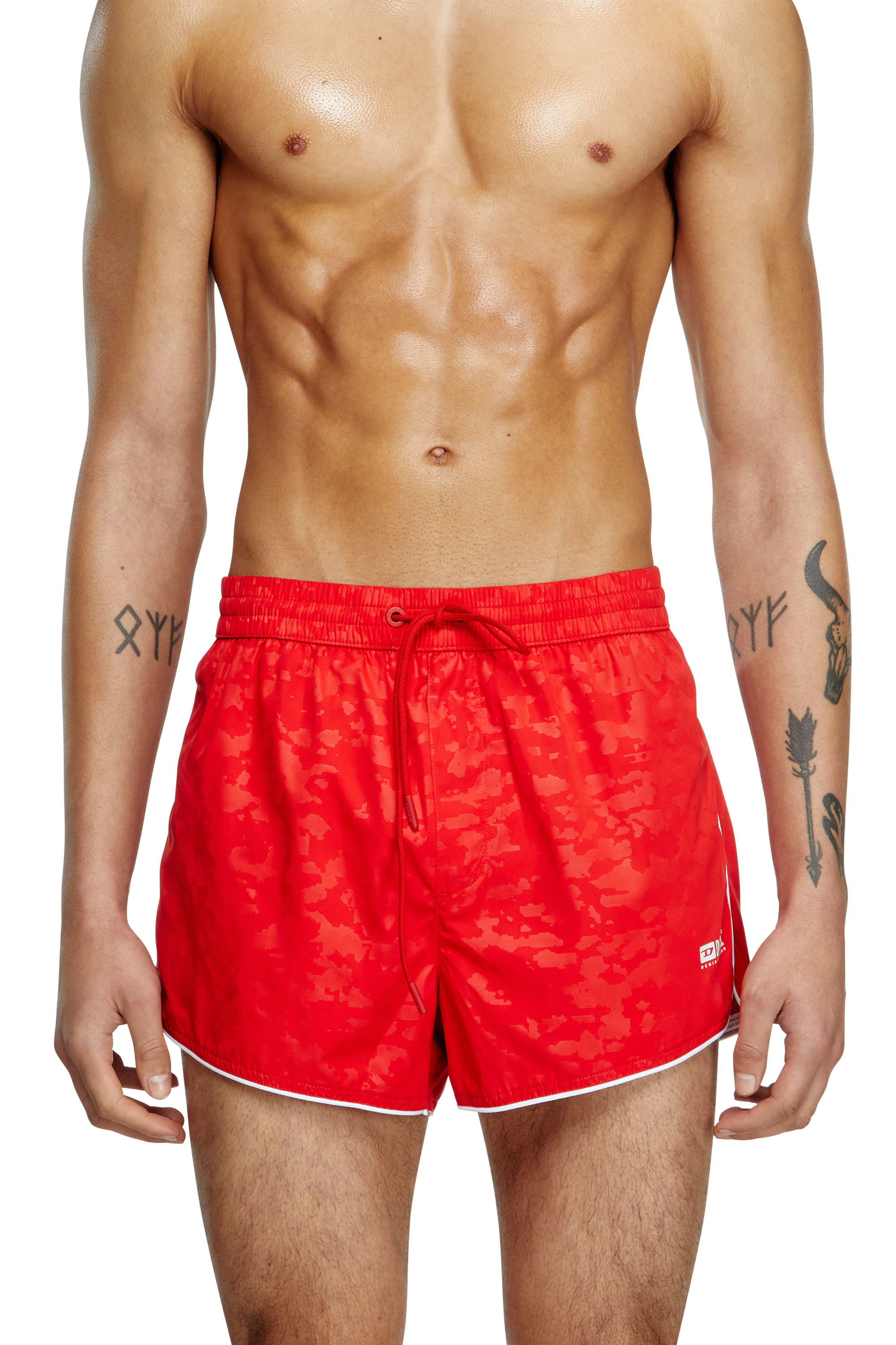 Diesel - Swim shorts with pixelated camo motif - Swim shorts - Man - Red