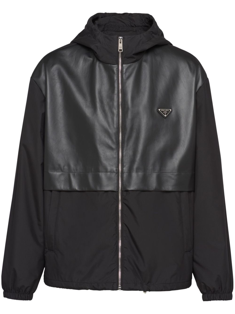 Prada Triangle logo连帽夹克 - 黑色