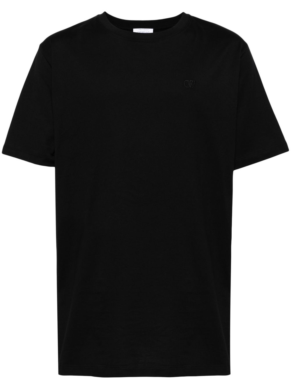 Off-White logo刺绣棉T恤 - 黑色