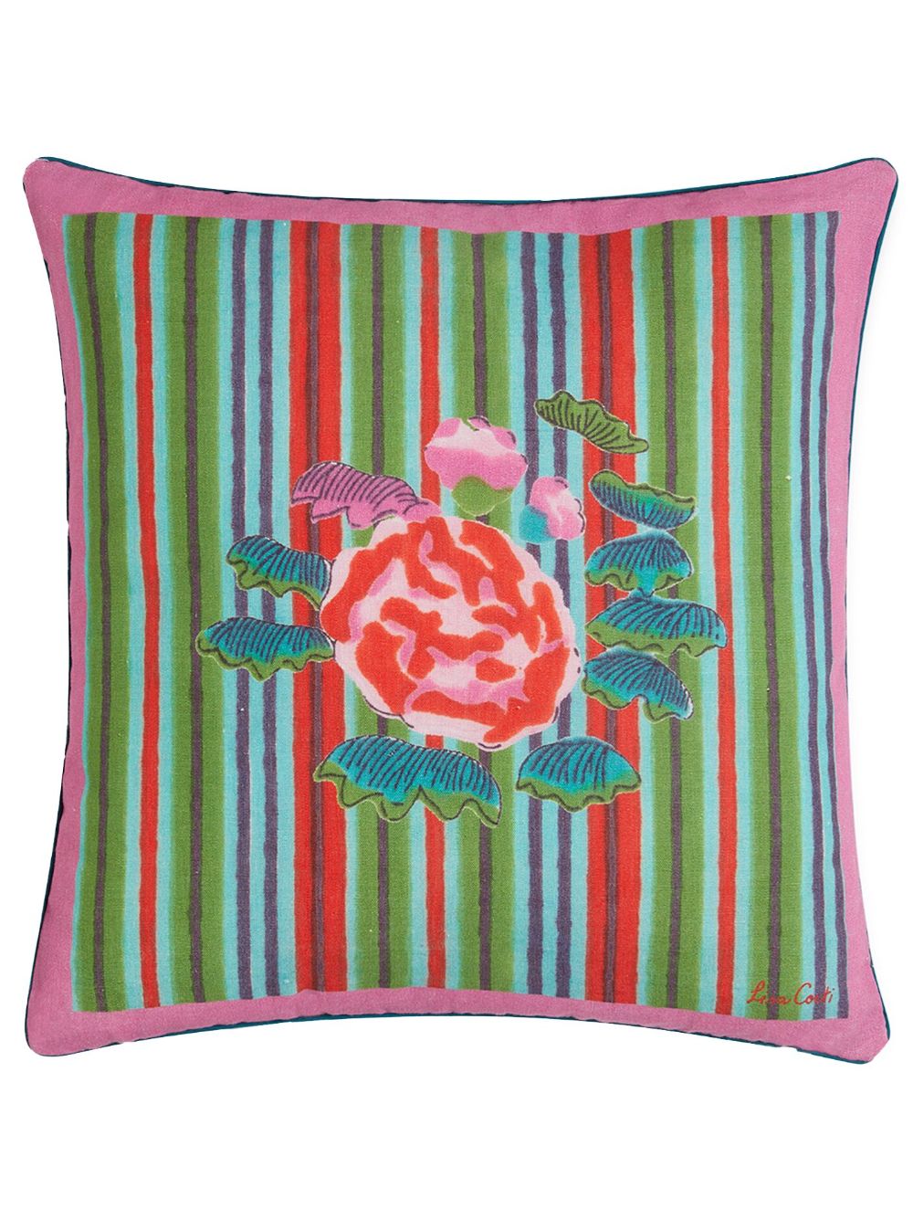 Lisa Corti Royal Palace stripe-print cushion - 绿色