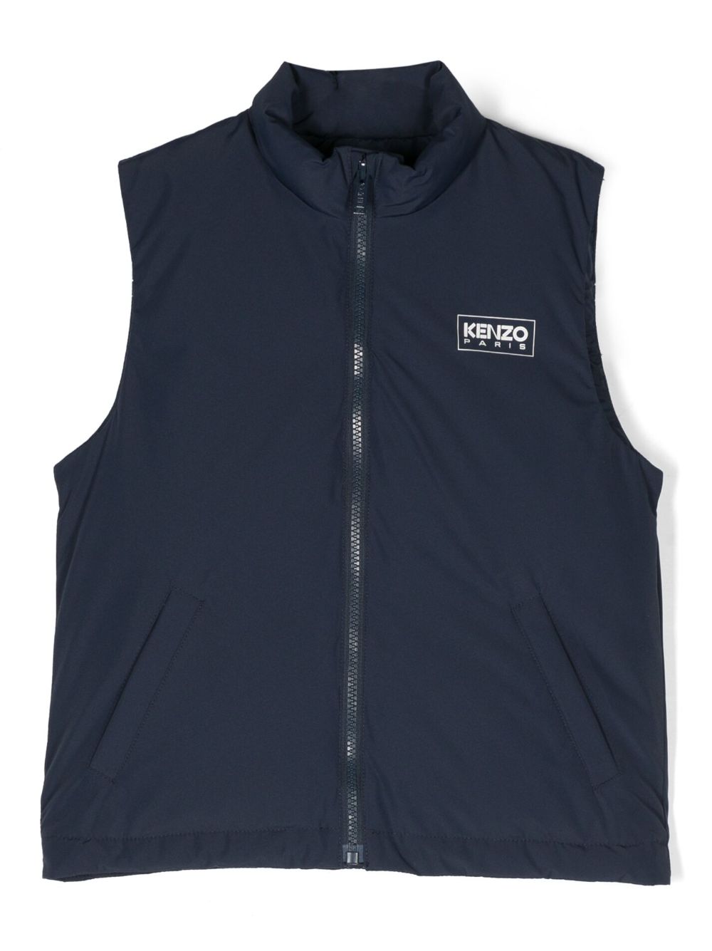 Kenzo Kids logo印花无袖填充马甲 - 蓝色