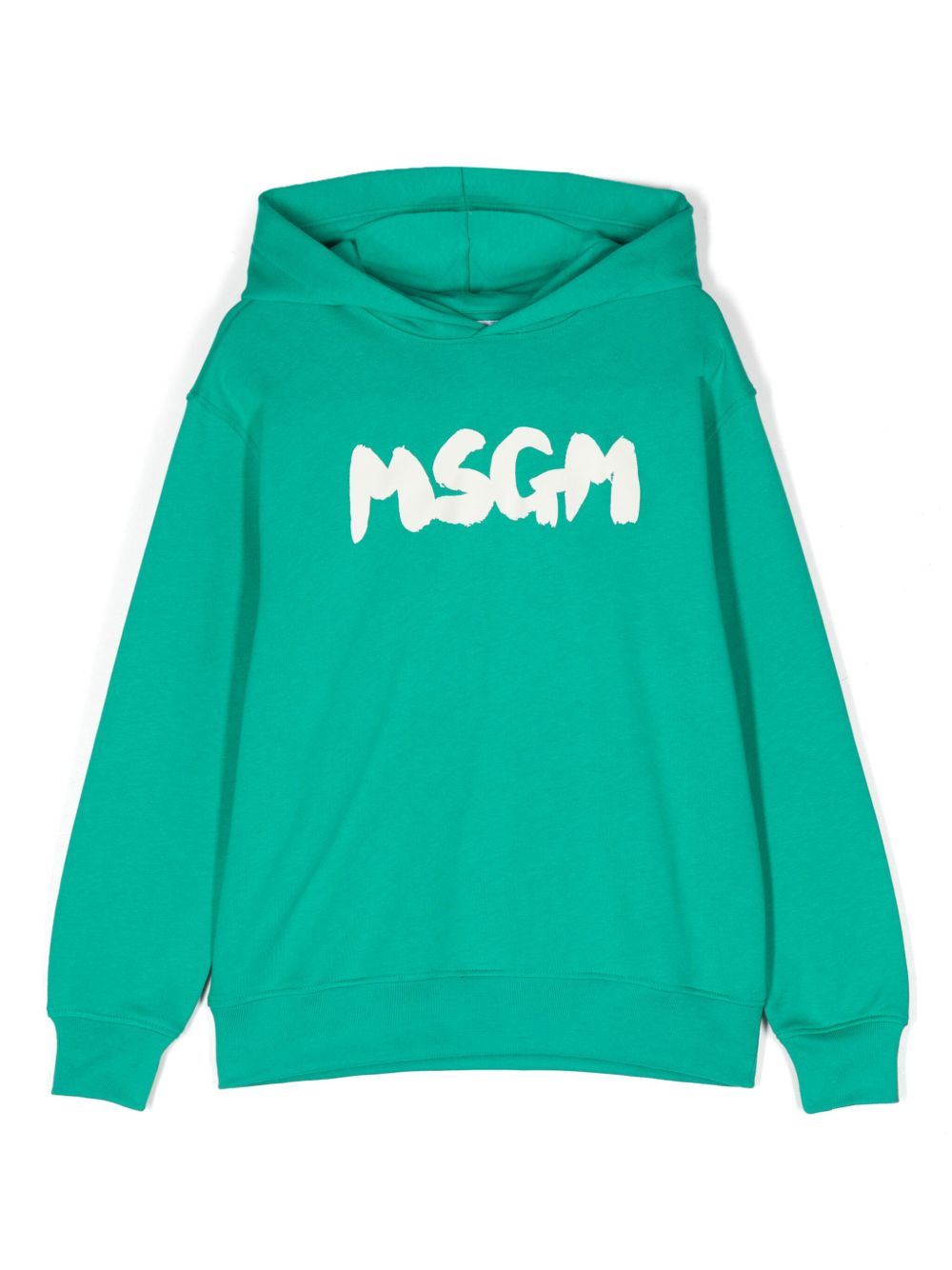 MSGM Kids logo印花连帽衫 - 绿色