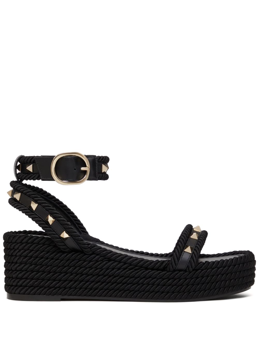 Valentino Garavani Rockstud 厚底凉鞋（4.5厘米） - 黑色