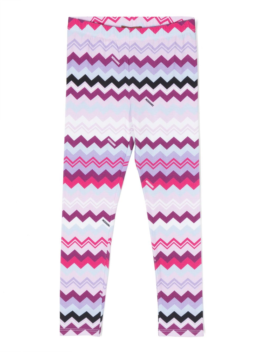 Missoni Kids Z字形图案印花平纹针织打底裤 - 粉色