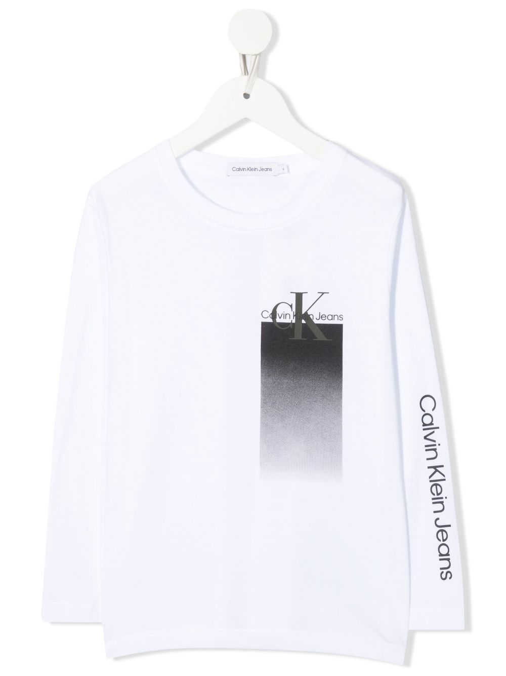 Calvin Klein Kids logo印花长袖上衣 - 白色