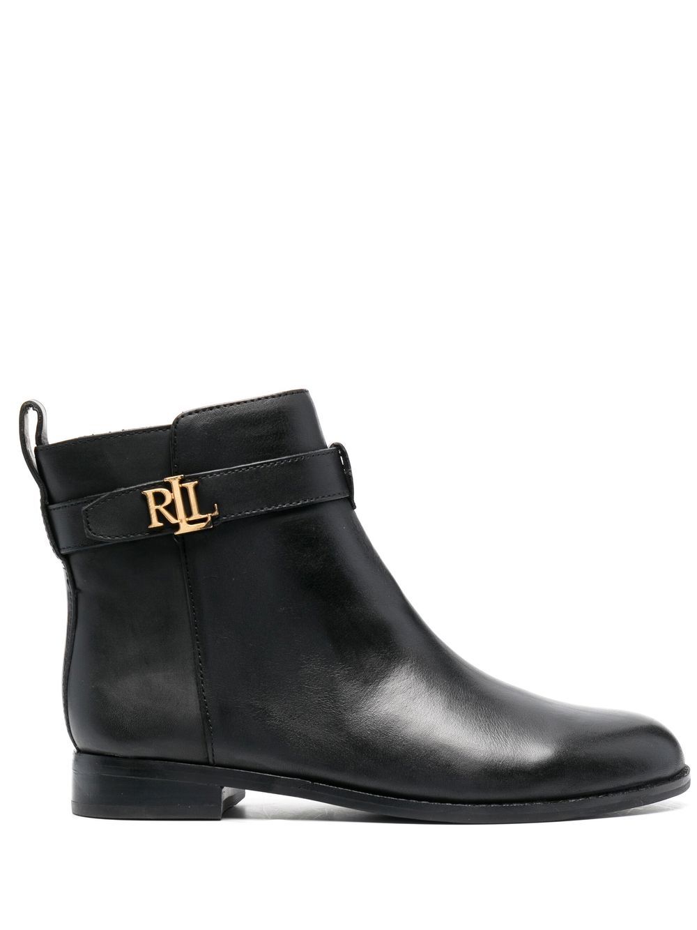 Lauren Ralph Lauren Briele 皮质及踝靴 - 黑色