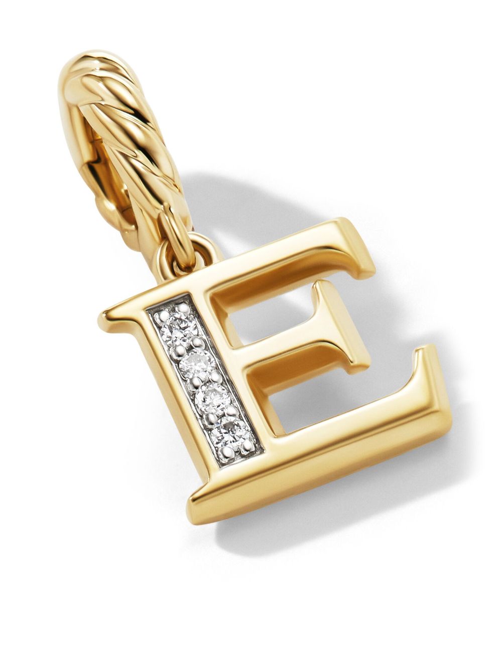 David Yurman 18K黄金 Initial E 钻石吊坠 - 金色