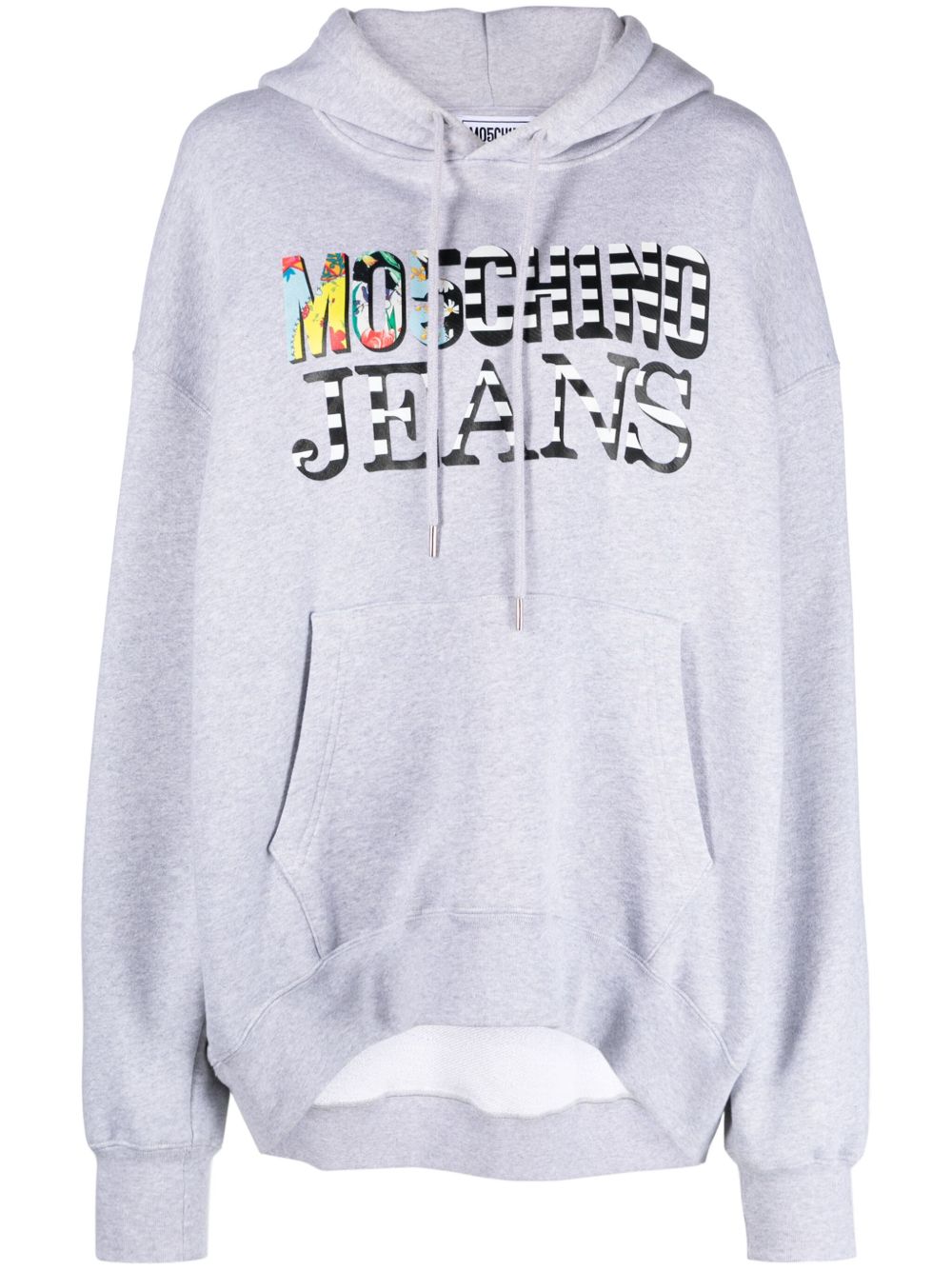 MOSCHINO JEANS logo印花棉连帽衫 - 灰色