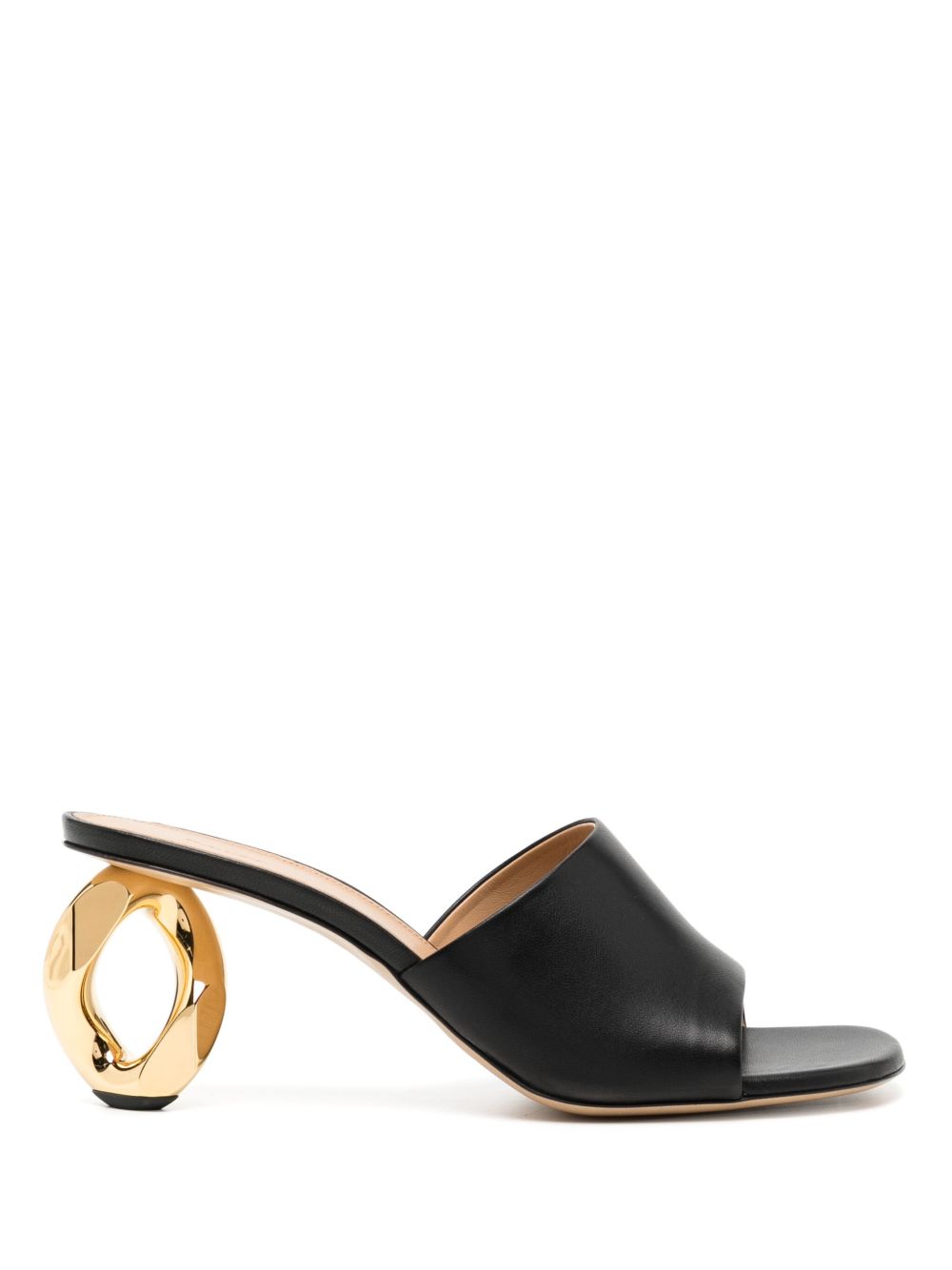 JW Anderson Chain Heel 皮质中跟穆勒鞋 - 黑色