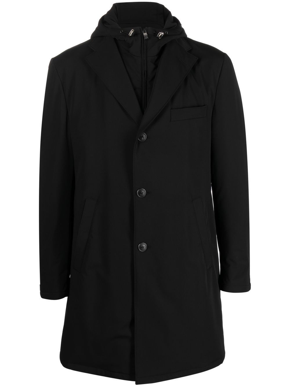 Corneliani 单排扣连帽轻薄夹克 - 黑色