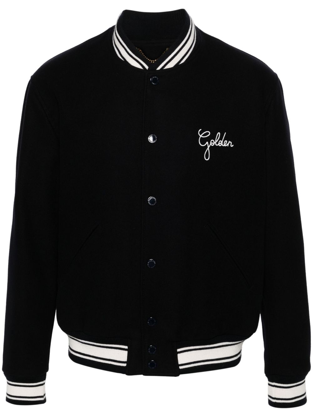 Golden Goose logo刺绣飞行员夹克 - 蓝色