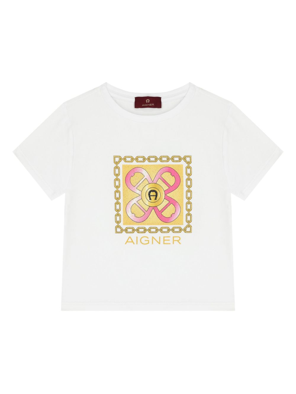 Aigner Kids logo印花棉T恤 - 白色
