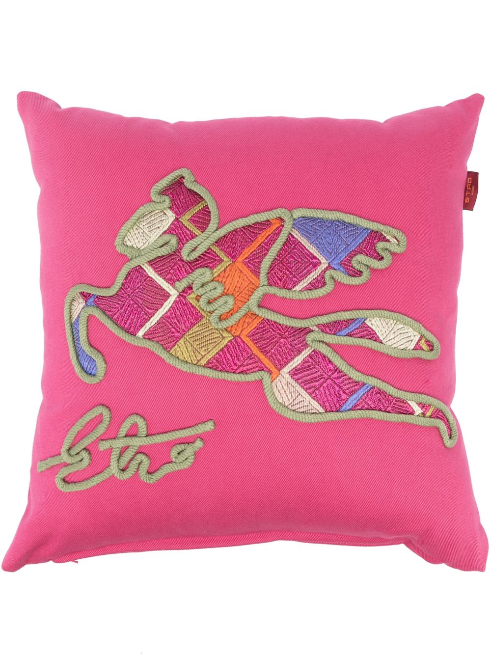ETRO HOME 图案刺绣棉抱枕 - 粉色
