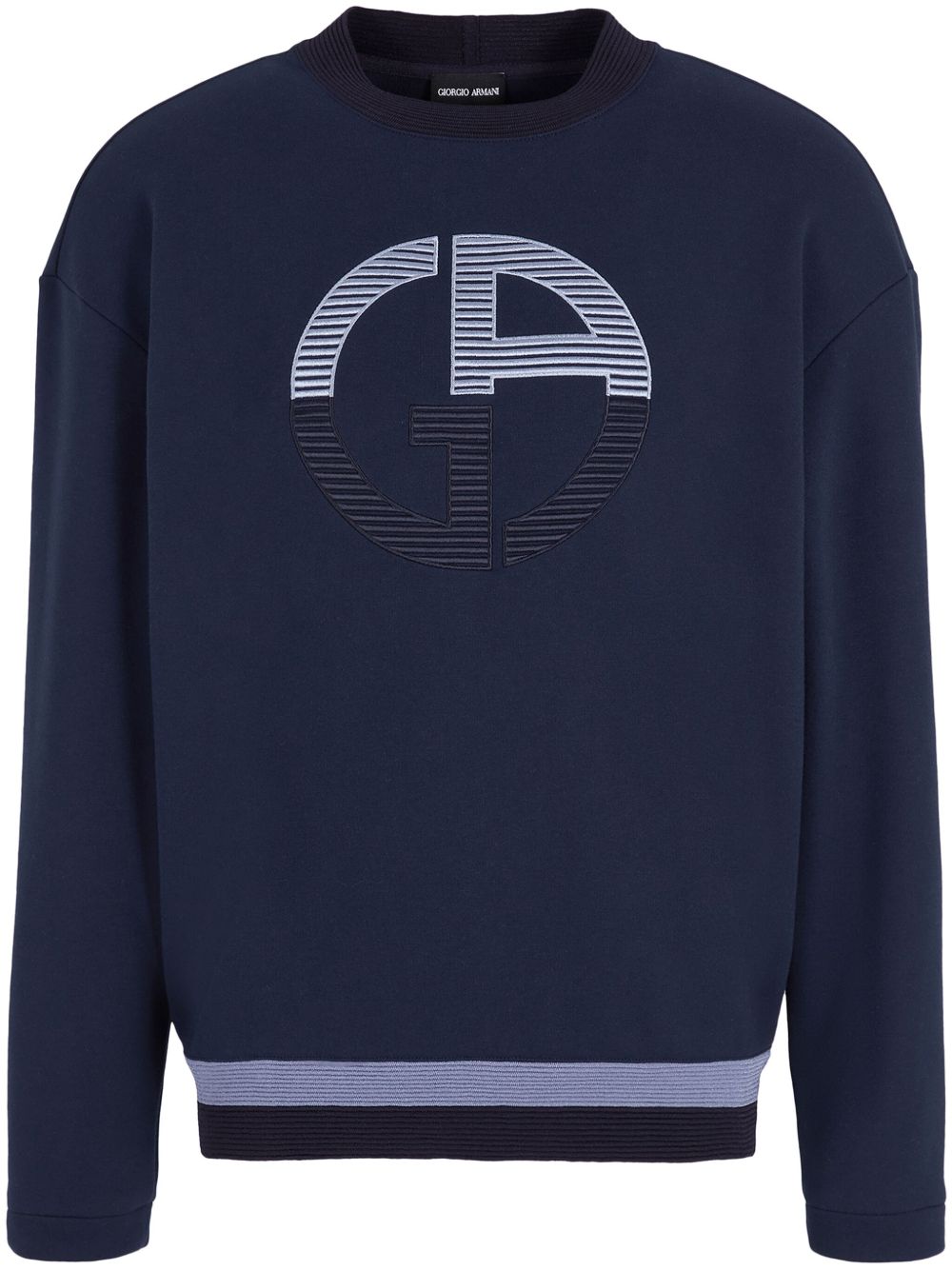 Giorgio Armani logo刺绣卫衣 - 蓝色