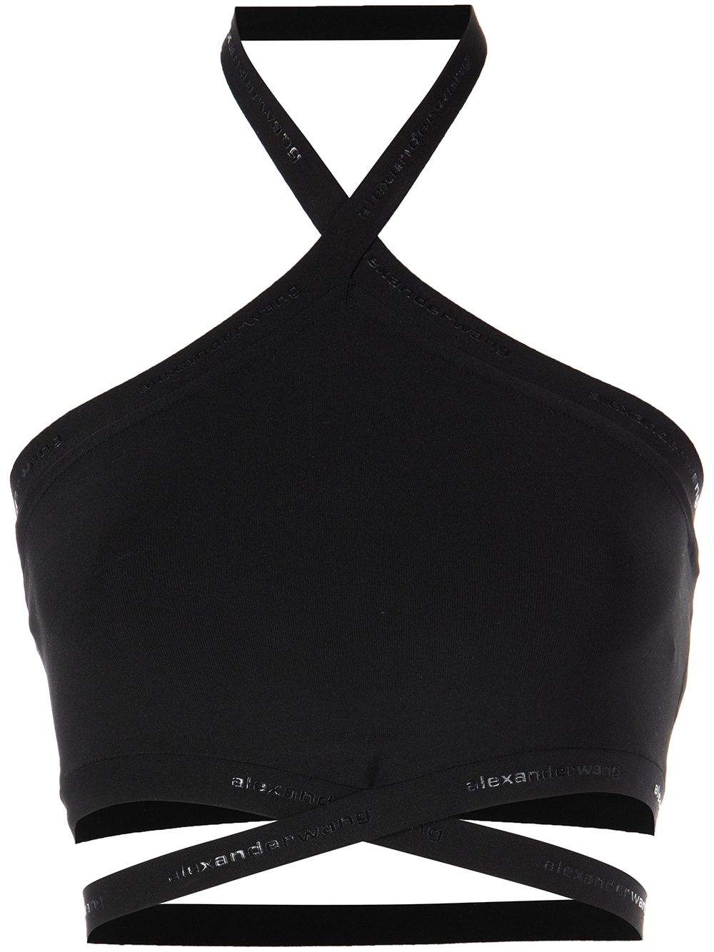 Alexander Wang 挂脖交叉logo马甲 - 黑色