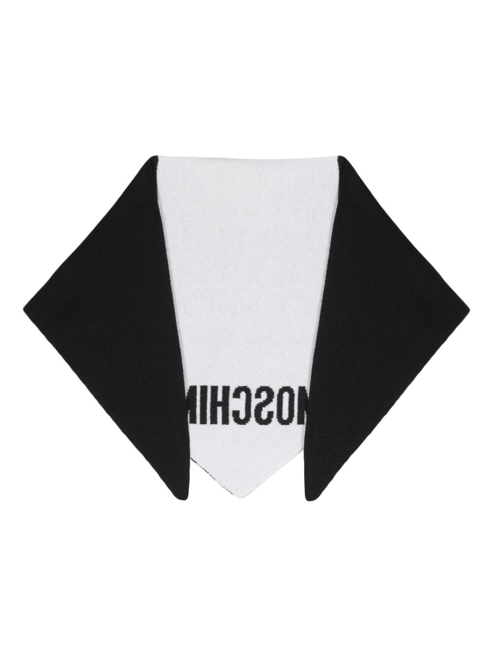Moschino logo印花双色围巾 - 黑色