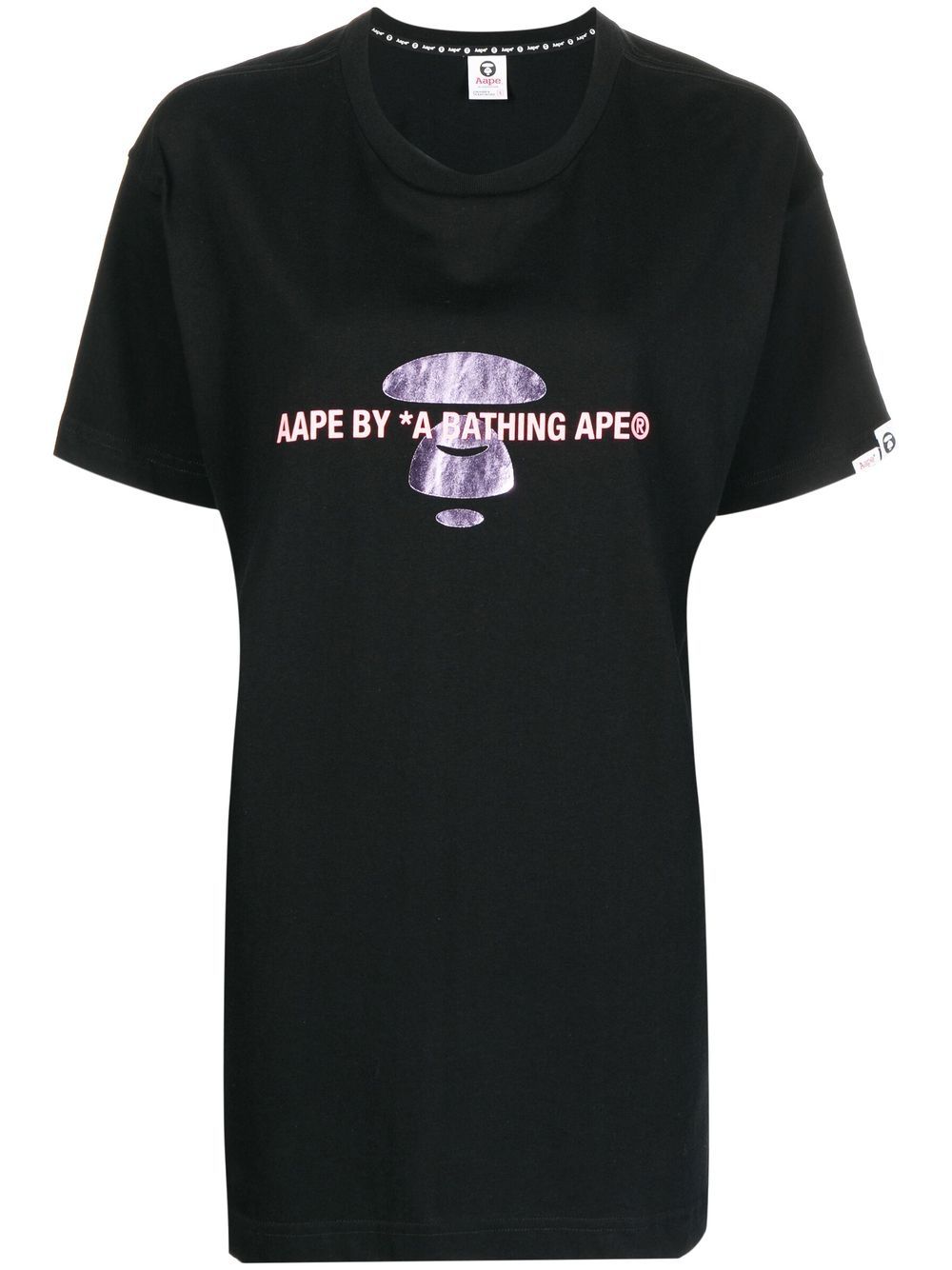 AAPE BY *A BATHING APE® logo印花T恤 - 黑色